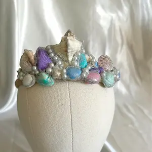 Stacy mermaid princess birthday seashell pearl crown cosplay handmade