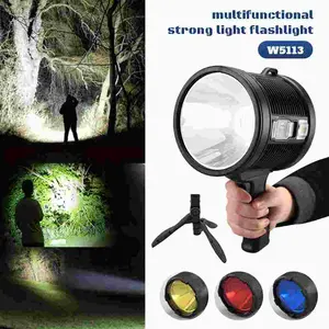 900,000 Lumens Solar Spotlight Flashlight - Rechargeable Handheld Searchlight for Camping, Boating & Emergencies - Waterproof Outdoor Flood Light with Solar Panel - Marine & Night Use