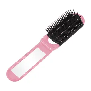 VOCOSTE 1 Pc Women's Portable Foldable Mirror Comb Travel for Curly Straight Dry Hair