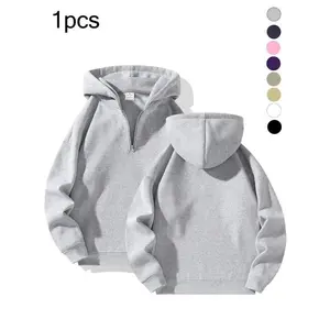 Men's Fitted Zip-Up Hoodie Jacket Regular Fit Casual Long Sleeve Hooded Sweatshirt for Spring & Fall 100% Polyester Fiber Plain Design