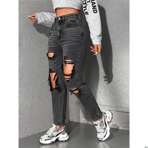 Jeans Ripped Straight Waist EZwear tiktok High Leg