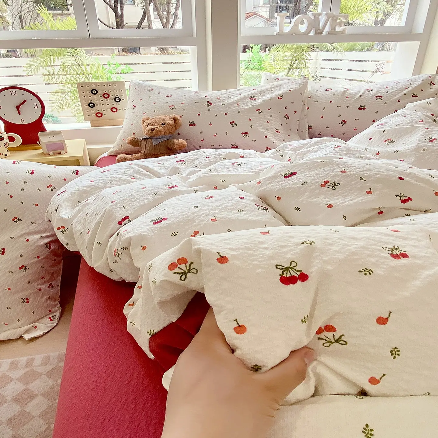 3/4pcs Natural Soft Bubble Fabric Cozy Bedding Set, Ultra Smooth Touch, All-Season Comfort, Lightweight, Durable, Breathable, Includes Quilt Cover, Sheet, Pillowcase