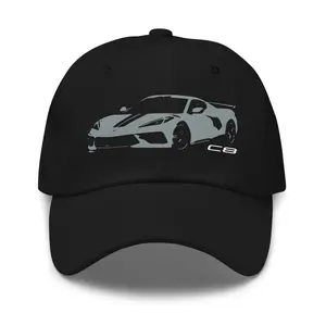 Sea Wolf Grey C8 Corvette Dad Hat – Modern Sports Car Low Profile Cap for vette Enthusiasts