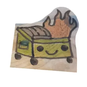 Handmade shrinky dink dumpster fire keychain