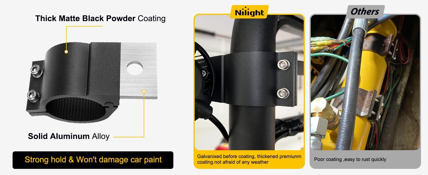 Nilight Tube Clamp Bracket Fit 1.81 to 2.13 Inch Round Bull Bar Crash Bar Guard Roof Rack Roll Cage Bumper for Offroad LED Light Work Driving Whip Lights Mounts on Truck ATV UTV