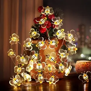 1pc Little Bee Christmas Light Clip, Copper Wire String Lights, LED Lights, 78.74 inch, 20 Lights