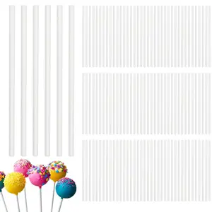 100pcs White Lollipop Sticks, 4 Inch Safe Paper Cotton Candy Sticks Sucker Cake Pop Cupcake Topper for Homemade Chocolate, Rainbow Candy, Rice Krispie Treats, Donut, Cakepop Decorations & Desserts