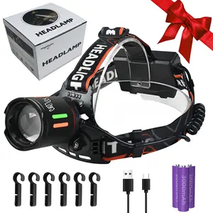 LED Rechargeable Headlamp, 90,000 Lumens Super Bright with 4 Modes & IPX6 Level Waterproof USB Rechargeable Zoom Headlamp, 90° Adjustable Outdoor Camping, Cycling, Climbing, Home camping lights camping gear camp lantern