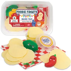 Foodie Fidget Fan Foods – Nacho Tray Sensory Toy Set with Flexible Chips, Nacho Cheese Slime & Tactile Toppings – Calming Fidget Play for Kids Ages 5+