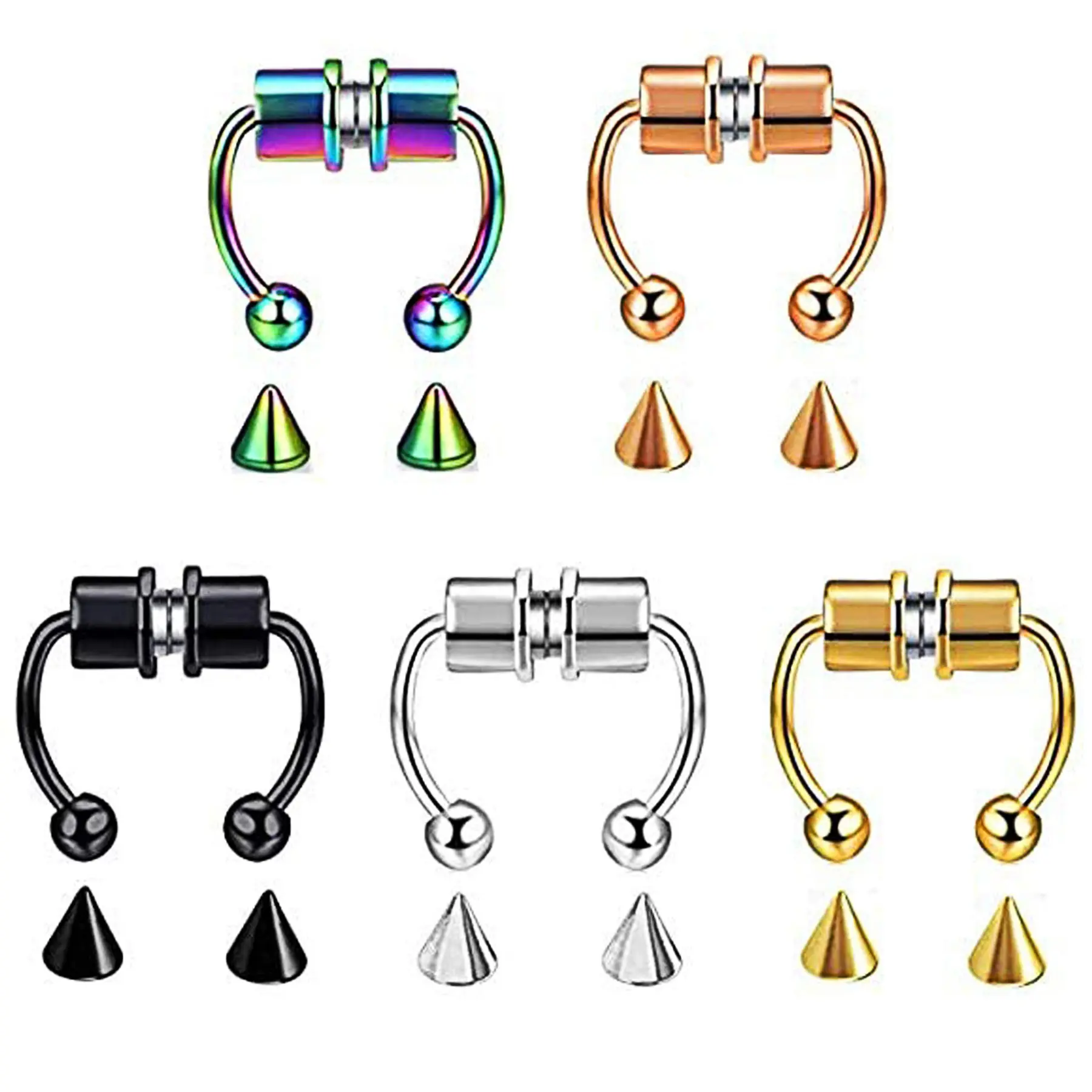OIDEA 16G Magnetic Septum Ring, Horseshoe Fake Nose Jewelry in Hypoallergenic 316L Stainless Steel, Non-Piercing Clip-On for Women and Men, Nose Ring Jewelry