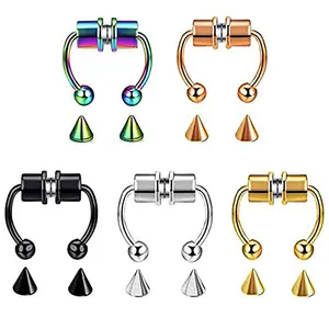 OIDEA Magnetic Faux Septum Nose Ring 16G 316L Stainless Steel Horseshoe Non-Piercing Magnet Clip-On Body Jewelry Unisex