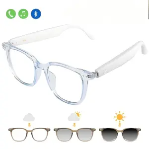 AI translation smart glasses, Bluetooth auto-chromatic polarized lenses, built-in speaker and microphone, blue light protection, wearable wireless design, real-time AI translation for 160 languages.