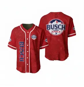 Busch Bapple Light Baseball Jersey, Funny Red Beer Drinking Shirt for Men, Summer Tailgate & Frat Party Outfit