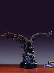 Marian Imports F31104 Aggressive Eagle Bronze Finish Sculpture with Base, Round Home Decor for Room Decor