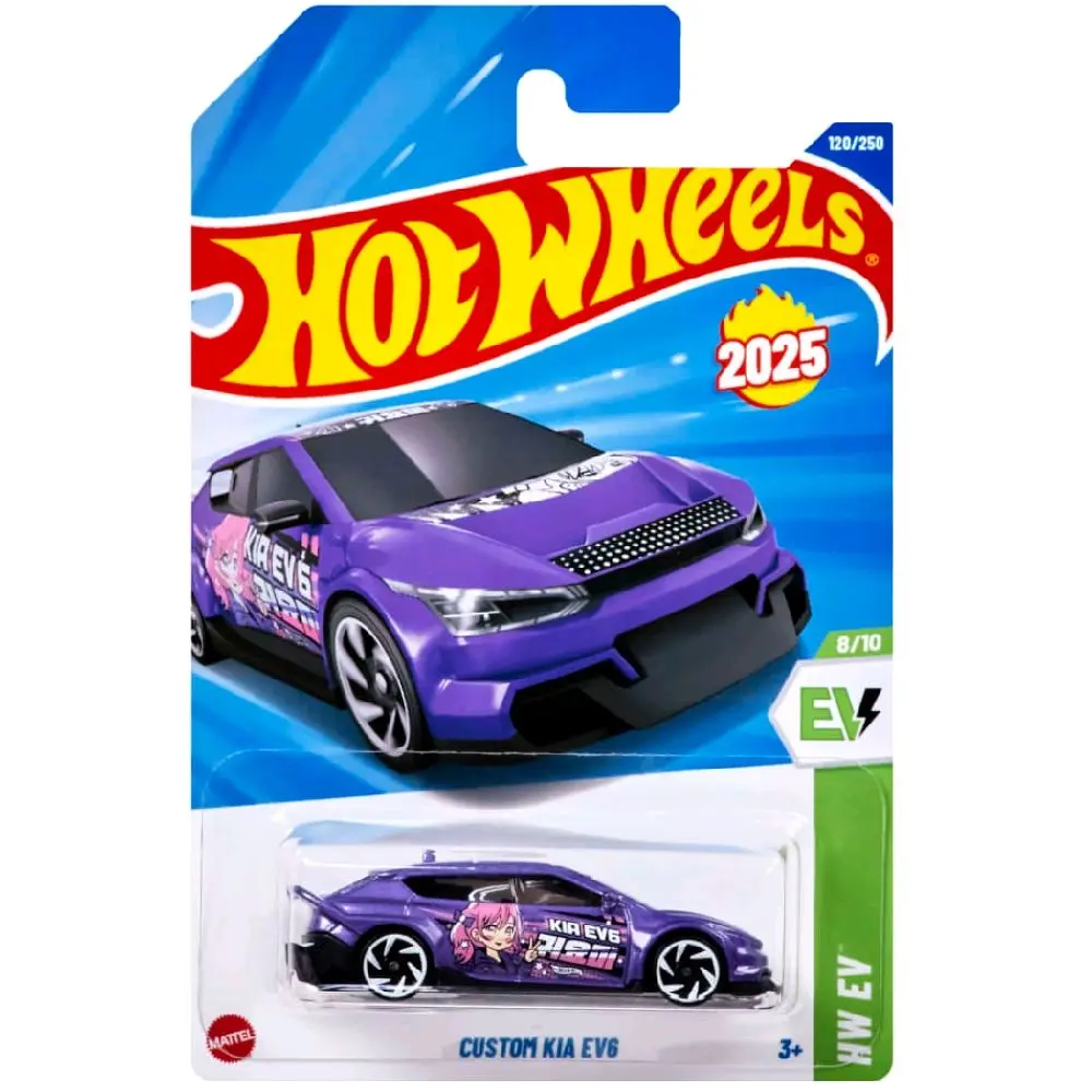Hot Wheels Custom Design Purple Kia EV6 #120 HW EV Diecast Metal Model Car - Detailed Collector's Edition Toy for Collectors