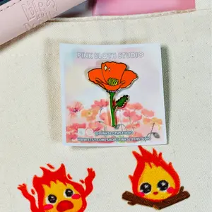 California Poppy Enamel Pin / Poppy Wildflower Spring Enamel Pin