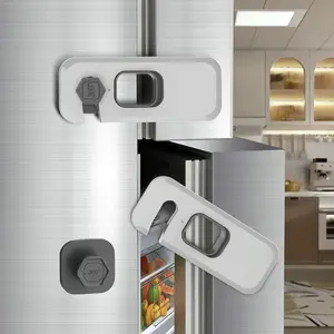 2 Pack Fridge Locks with Self Adhesive,Refrigerator Latch for, and, & ProofingFreezer Door Lock for, Cabinets and Drawers,Oven, Windows