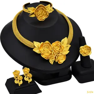 Dubai Gold Plated Popular Jewelry Personal Wear Earrings Four-piece Set Trendy Fashion Woman