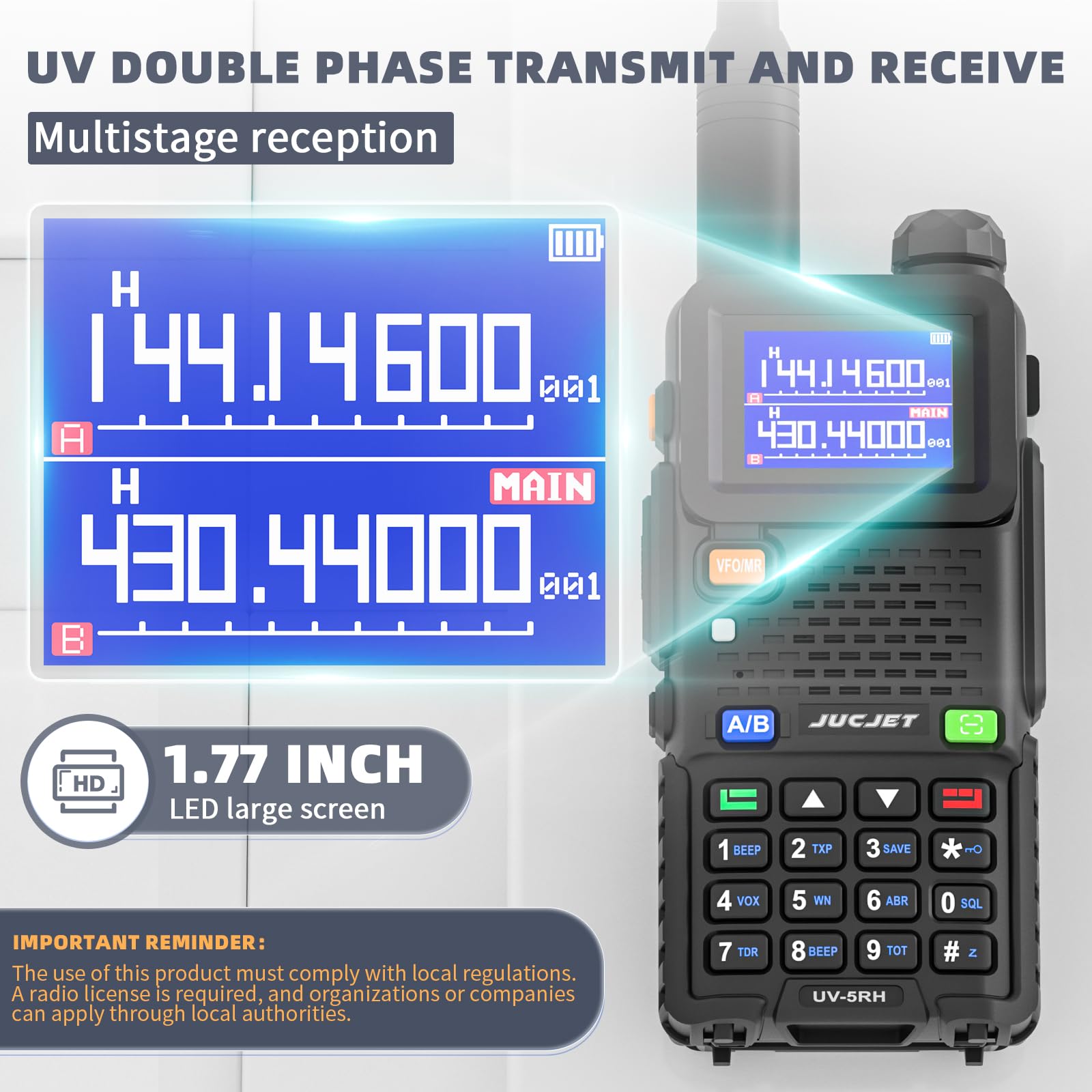 Baofeng UV-5RH 10W Ham Radio Handheld - Upgraded UV-5R Dual Band Amateur Radio with Air Band, Long Range Walkie Talkies for Adults, USB-C Charging (2 Pack) rechargeable walkie talkie