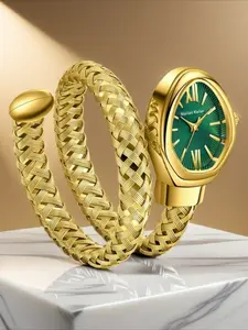 New Fashion Women Snake Bangle Watches Bracelet Watch Vogue Girls Brand Quartz Wristwatch Clock Fashionable Wristwatch