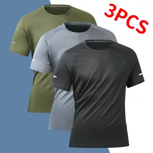 Men's Solid Color Athletic T Shirt Quick Dry Lightweight Breathable Workout Tee for Men, Casual Running Gym Fitness Shirt for Daily Wear, Summer Activewear