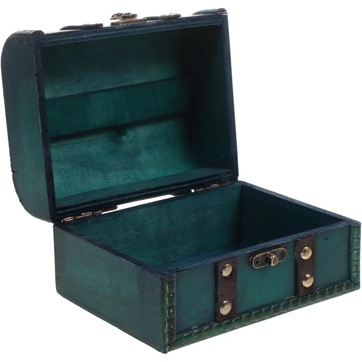 Treasure Chest Box: Wooden  Organizer with Lock and Leather Straps Green Pirate Keepsakes Box Gifts for   Storage Trinket Case for   Trinkets