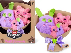 Fuggler Bouquets: 2x9 Inch + 1x3.5 Inch Plush Toy Set (Rabid Rabbit, Sir Nobbynuts, Nobbybits) by ZURU, Funny Ugly Monster Design, Unique Gift for Collectors