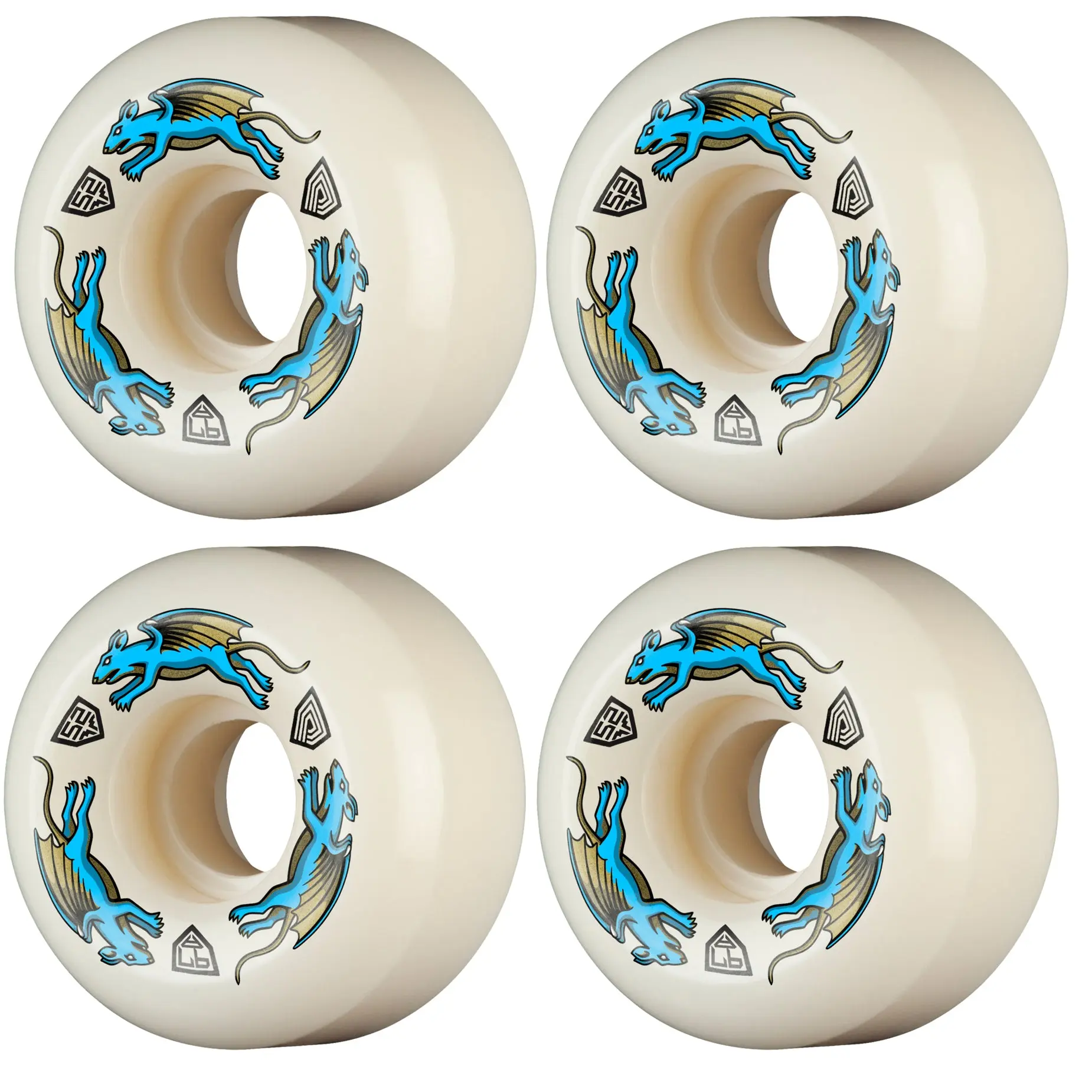 Powell Peralta Skateboard Wheels 52mm x 30mm Dragon Formula 97A AV5 Nano Rat Off White