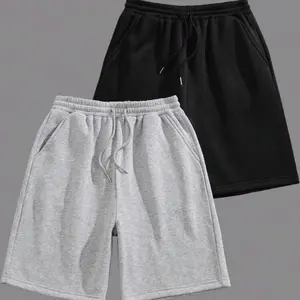 2pcs Men's Casual Outdoor/Sports/Leisure Shorts, Black & Gray