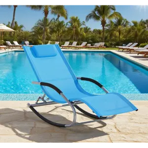 Outdoor Zero Gravity Rocking Chair – Adjustable Patio Lounge Chair with Pillow Headrest, Breathable Fabric & Steel Frame, Weather-Resistant Recliner for Backyard, Garden, Poolside (265 lbs Capacity)