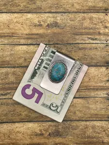 Bill-Money Clip with Turquoise Gemstone