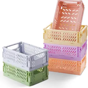 6-PackCollapsible Crates for Organizing, Space-Saving Foldable Storage Bins Mini Biris for Classroom, Kitchen, Office, Bedroom, Collapsible Stackable Storage