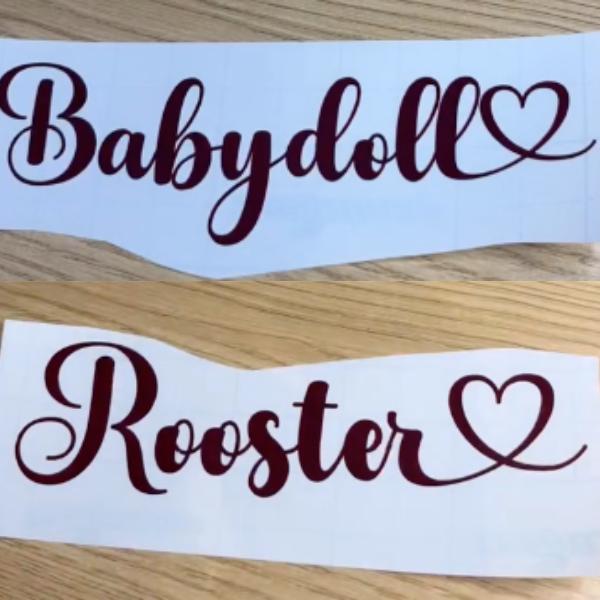 Personalized Custom Name Decal in Holographic or Chrome Vinyl with Heart Design Red Heart Font for Events Special Occasions Vehicle Exterior Decoration Belongings