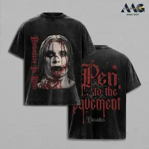 MIW Chris Motionless Bloody Portrait Gothic Typography Oversized Graphic Tee Men, Vintage Washed Clothes, Heavyweight Cotton Unisex Shirt Good Graphic Tees, Soft Unisex Top for Everyday Wear, Heavy Metal Horror Music Merch, Top Men's and Women's Clothing