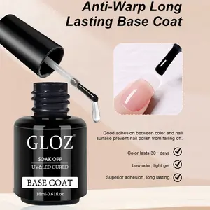 GLOZ Professional Strong Adhesion Base Coat 18ML - Smooth Application, Long Wear, Anti-Chipping UV LED Gel Polish Foundation
