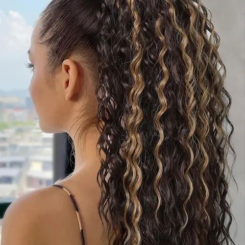 24 Inch Long Curly Ponytail Extension, Natural Fluffy Synthetic Wavy Curly Ponytail Extension, Synthetic Hairpiece for Women, Synthetic Hair Pieces, Curly Pony Tails, Synthetic Ponytails