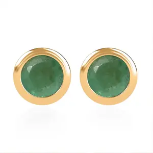 Shop LC D'Joy Poke Free  Emerald 0.50 ctw Stud Earrings in 18K Vermeil Yellow Gold Over Sterling Silver