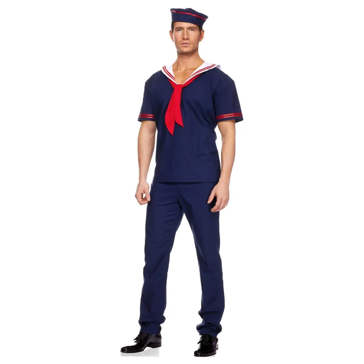 Music Legs Women's 3-Piece Sailor Costume, Striped Ahoy Matie Clothes Set with Collared Shirt, Pants & Hat, Size Medium, Fashion, Sailor Hat, Exceptional Quality, Innovative Fashions