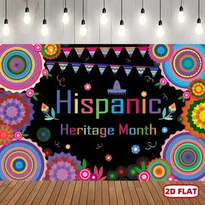 1pc 2D Flat [ Hispanic Heritage Banner] Vibrant Hispanic Heritage Month Celebration Banner - Latin American Backdrop for Classroom & Home Decor, ployester Party Supplies