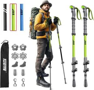 Twsitte Collapsible Hiking Pole, Lightweight Aluminum Adjustable Walking Poles, Carbon Fiber Trekking Poles with Flip Lock and EVA Grips Suitable for All Kinds of Travel