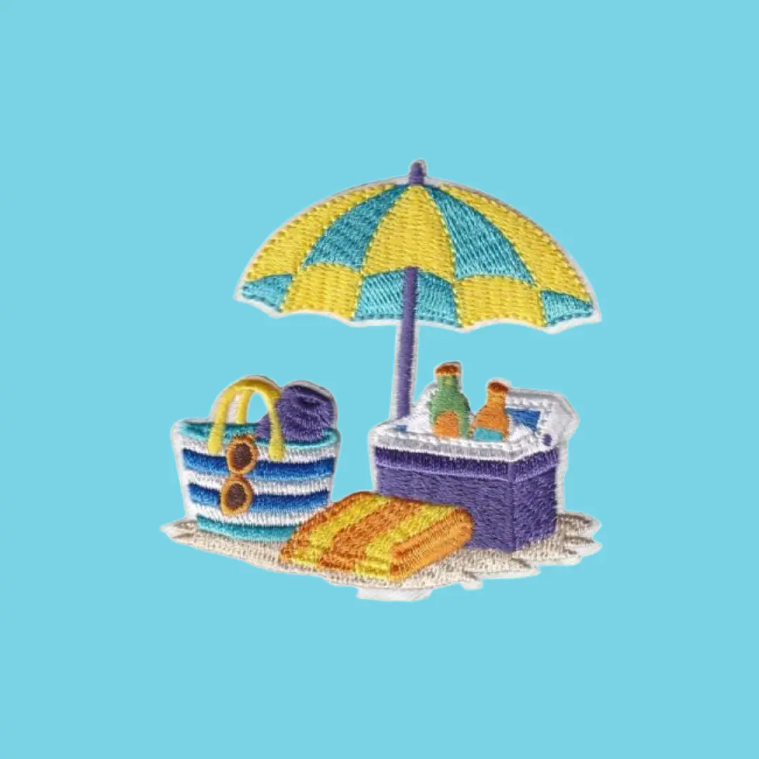 Beach Umbrella & Cooler Iron-On Patch