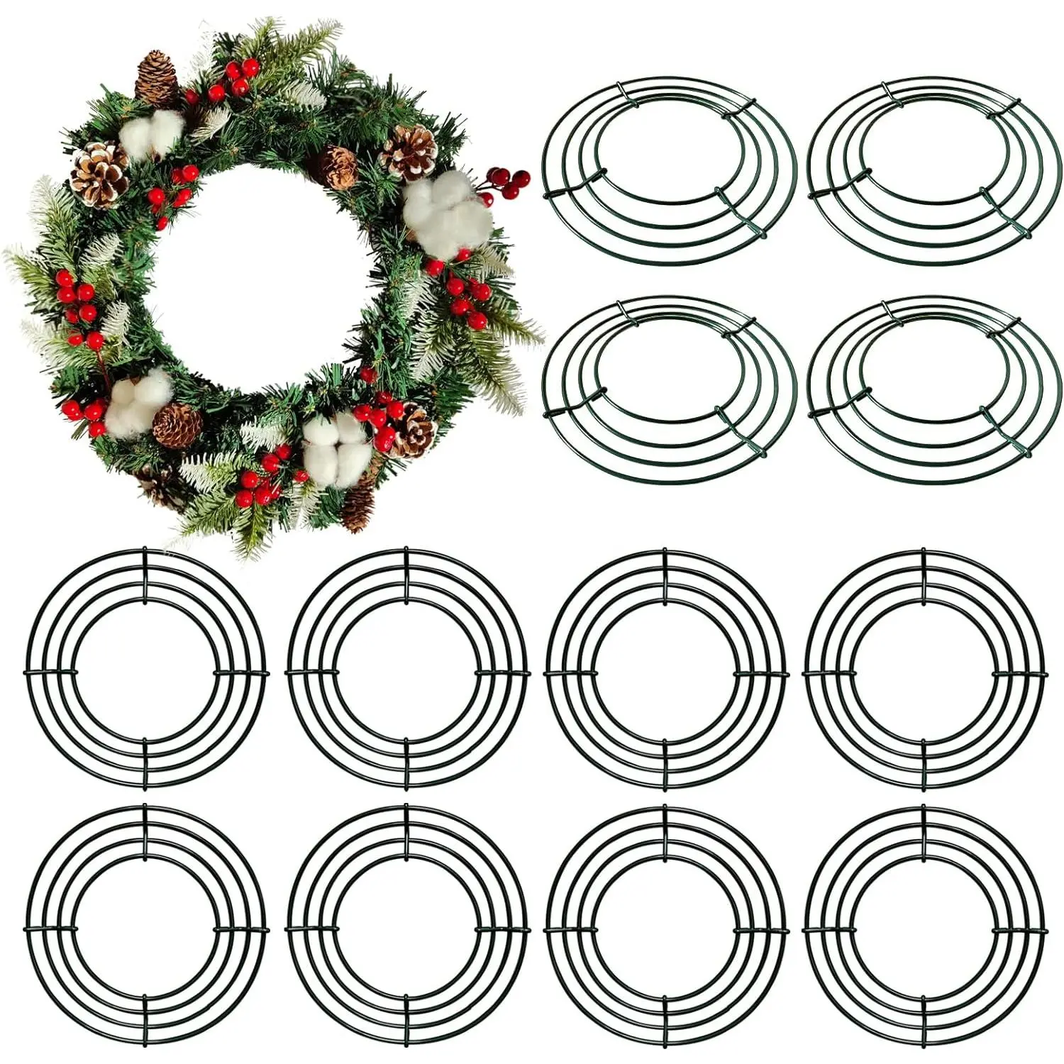 Metal Wreath Frame 12 Pack 10 Inch Wire Rings for Christmas DIY Home Party Decor Gift for Her