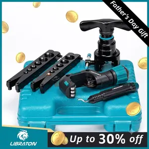 【Fathersdaygift】LIBRATON Flaring Tool, HVAC Flaring Tool Kit, Copper Flaring Tool, 45° Eccentric Single Flare Tool for 1/4''-3/4'' and 6-19mm with Pipe Cutter, Deburring Tool for Copper Aluminum Pipe outdoorfun Hand Tools Construction Tools