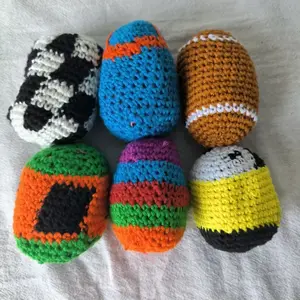 Handmade Crochet Hacky Sack Set Woven Footbag Juggling Ball Outdoor Sensory Fidget Toy for Coordination Training Kids Adult Outdoor Games, Balance & Coordination Training