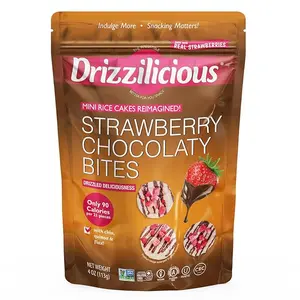 Drizzilicious Frosted Strawberry Bites, Mini Rice Cakes, with Chia Quinoa & Flax, 90 Calories, Family Size, 8 oz 1 Bag