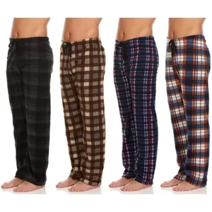 (4-Pack) Men's Micro Fleece Lounge Pajama Pants，Men's Plaid Series Elastic Drawstring Sleep Pants, Casual Comfort Digital Print Trousers, Loose Fit Homewear for Spring and Autumn, Straight Leg Sports Casual Pants Suitable for Men's Everyday Wear summervib
