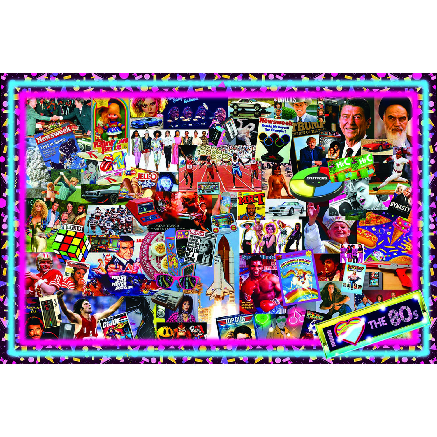 1000-Piece 80's Retro Jigsaw Puzzle for Adults, Fun Group Activity with Challenge, Display-Worthy Toys & Hobbies Game