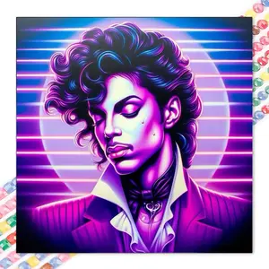 1 DIY diamond painting kit, 5D diamond art kit, DIY decor, purple suit, rainbow halo, retro stripes diamond painting kit full round drill, mosaic, diamond art, DIY art home decor, suitable for Christmas.