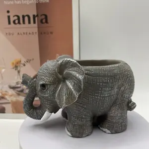 Charming Elephant Succulent Plant Pot, Resin Handmade Flower Pot, Textured Design, Lightweight Durable, Indoor Outdoor Decoration, Succulent Planter