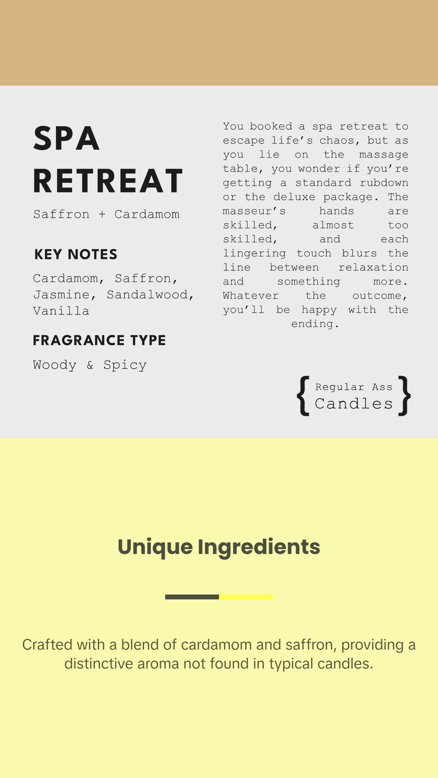 SPA RETREAT Saffron, Cardamom, Sandalwood Candle